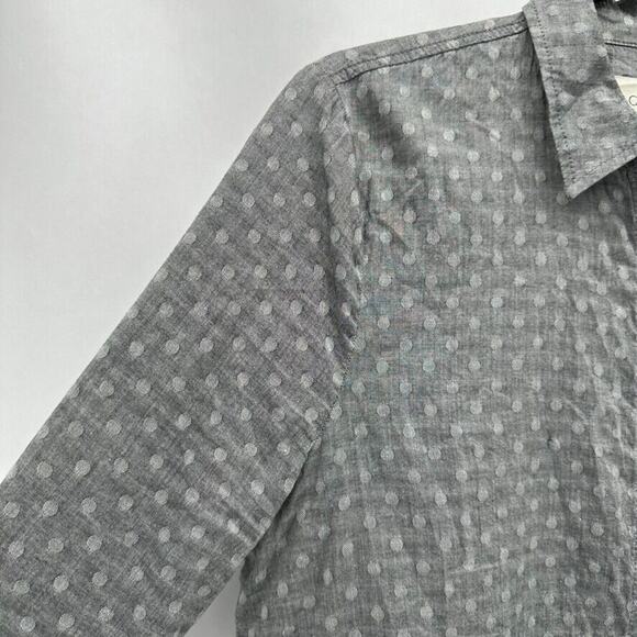 The Great. The Ruffle Oxford Top Size XS Cotton Polka Dot Grey Peplum Preppy - Picture 4 of 12